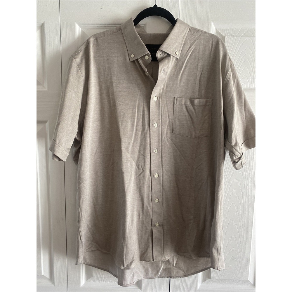 Scott Barber Mens XXL‎ Beige Short Sleeve Oxford Button Front Heritage Academia